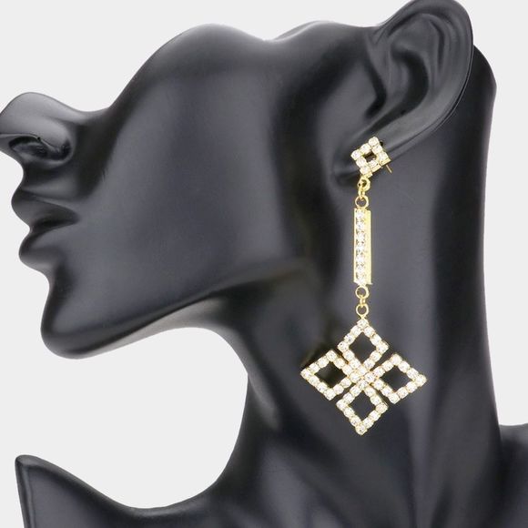 Love Earrings Jewelry - 🎉 Host Pick 🎊 Gold Clover Rhinestone Drop Statement Earrings